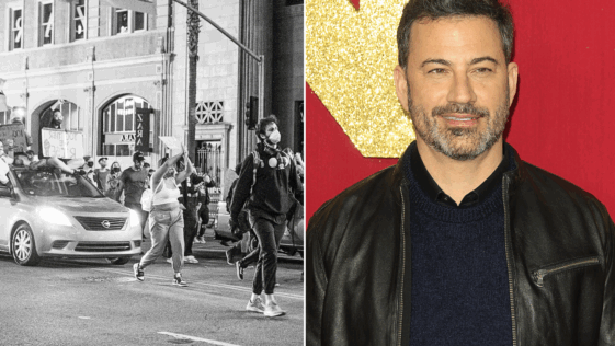 Protesters Gather Outside Jimmy Kimmel Live Studio After Show Suspension