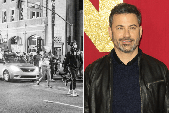 Protesters Gather Outside Jimmy Kimmel Live Studio After Show Suspension